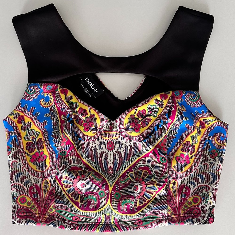 Bebe Multi Color Sweetheart Neckline Crop Top - Size XS